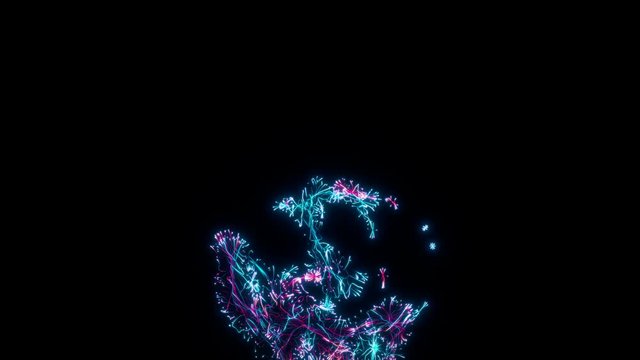 Visual representation flying through abstract digital tunnel funnel artificial intelligence neural network. This animation can be used for visuals, vj, light presentations or as motion background