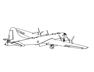 sketch of military aircraft isolated vector