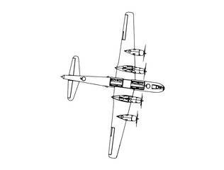 sketch of military aircraft isolated vector