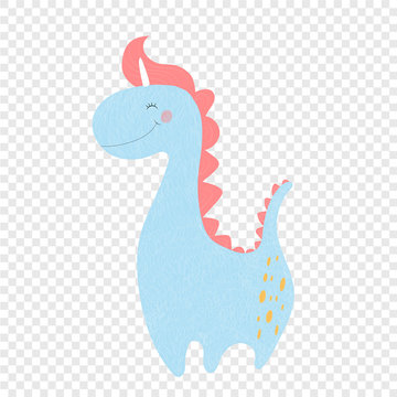 Cute dinosaur unicorn baby print dino with horn
