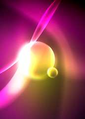 Shiny color bright neon abstract wave template. Abstract bright light. Neon light glowing effect. Space background. Abstract shape