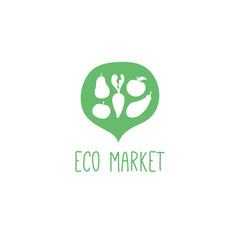 Food market flat logo design vector