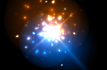 Abstract blue neon star background for celebration design. Luxury festive background.