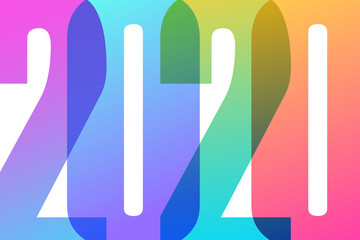 2020 New Year background. Colorful text design with trendy gradients for holiday greetings and invitations. Vector illustration.