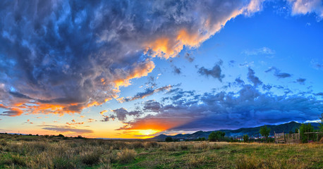 Intense sunset with massive clouds covering the sky