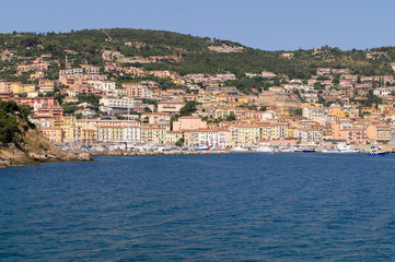View of the city of Porto Santo Stefano from the sea