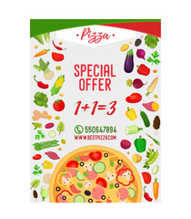 Vector special offer - free pizza, italian cuisine menu template