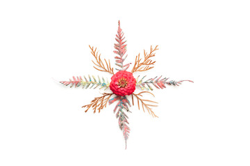Autumn Ornament Made Of Dry Leaves And Flower