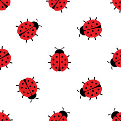 Ladybug seamless pattern, cartoon vector illustration background