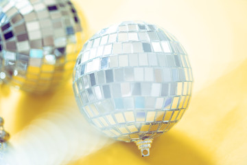 Sparkling disco ball in a day light. Concept of party.