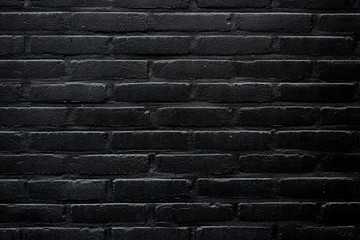  Black painted brick wall texture close up, detailed