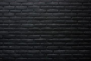 Black brick wall texture, dark stone background brickwork