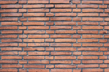  Unique retro red brick wall pattern texture. Old grunge brickwork background.