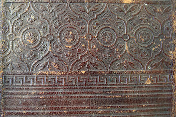 Old vintage book cover texture.Close-up ornament