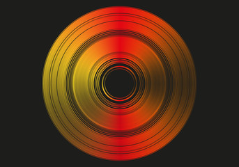 Disco naranja y rojo sobre fondo negro.