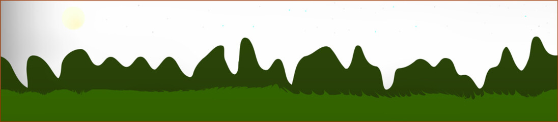 White neutral sky, and mountains landscape. 