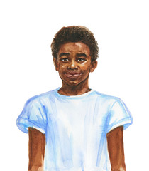 Watercolor realistic child portrait