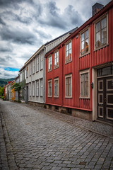Fototapeta na wymiar Trondheim Narrow Street View