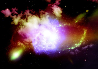 galaxy in a free space. 3D rendering