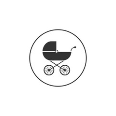 Baby, carriage, buggy, pram, stroller, wheel icon. Vector illustration, flat design.