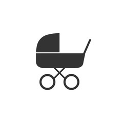 Baby, carriage, buggy, pram, stroller, wheel icon. Vector illustration, flat design.
