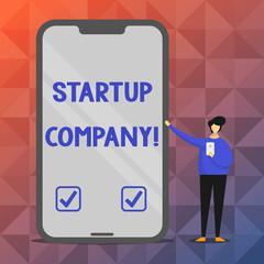 Text sign showing Startup Company. Conceptual photo Newly emerged business created by new entrepreneurs