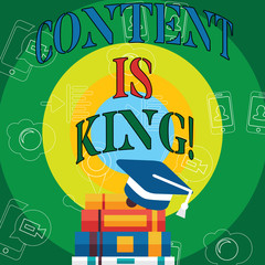 Conceptual hand writing showing Content Is King. Business photo text articles or posts can guarantee you success Advertising