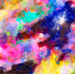 Abstract art background. Oil painting on canvas. Color texture. Fragment of artwork. Spots of oil paint. Brushstrokes of paint. Modern art. Contemporary art. Colorful canvas.