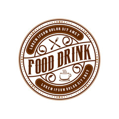 Food and drink logo design for brand label - coffee cafe cake tea snack 