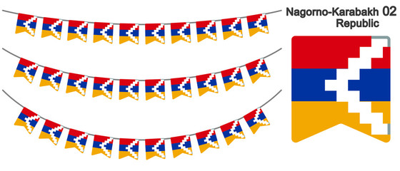 Fototapeta na wymiar アルツァフ共和国の国旗のガーラーンド　ベクターデータ（bunting garland）