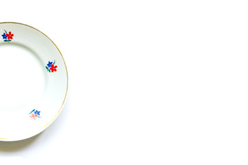 simple old fashioned vintage plate on a white background with designer offset
