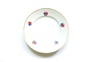 simple old fashioned vintage plate on a white background.