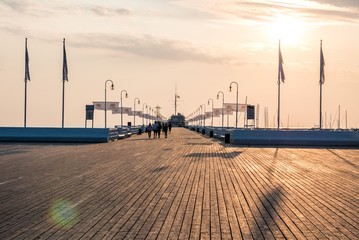  pier in Sopot during a warm and sunny morning at sunrise
