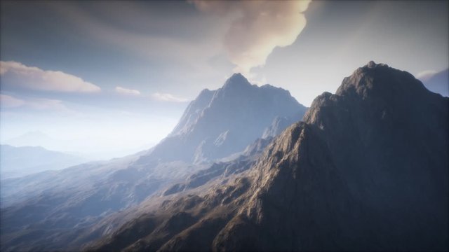 Volcano Crater Landscape with Fog