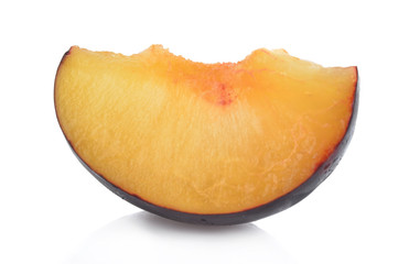 A slice plum isolated on white backgroud