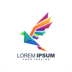awesome bird gradient logo design