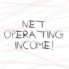 Fototapeta na wymiar Writing note showing Net Operating Income. Business photo showcasing Annual income generated after deducting all expenses Straight Line Scattered Randomly Intersecting Geometrical Pattern