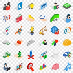 Piggy bank icons set. Isometric style of 36 piggy bank vector icons for web for any design