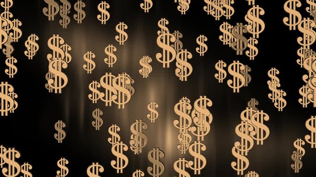 business money finance motion background - animated golden dollar sign symbol