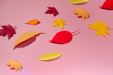 Leaves of paper fall red, orange, yellow leaf fall.