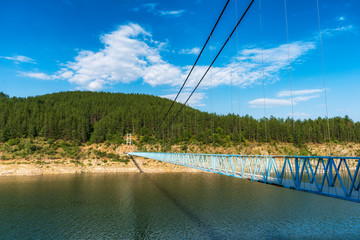 Suspension bridge over Kardzhali dam, Bulgaria near Suhovo village