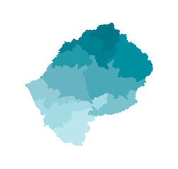 Vector isolated illustration of simplified administrative map of Lesotho. Borders of the districts (regions). Colorful blue khaki silhouettes