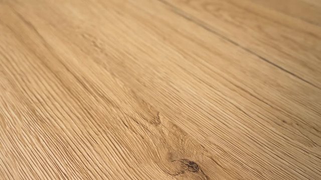 Wood flooring concept newly installed. Floor made with dark grains and brownish clear natural colors of maple hard wood. Video made in 4K slow panning motion.