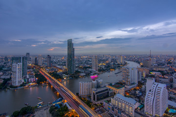 Fototapeta na wymiar View from Sathorn unique tower on last day, Bangkok city