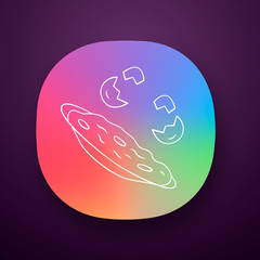 Omelette app icon. Fast cooking dish. Restaurant, cafe breakfast menu. Scrambled, fried eggs. Natural, farming product. UI/UX user interface. Web or mobile application. Vector isolated illustration