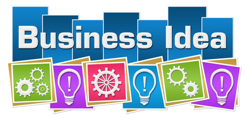 Business Idea Colorful Squares Bulbs Gears Bottom 