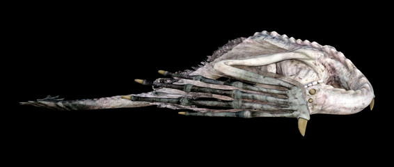 3D Rendering Fairy Tale Dragon on Black