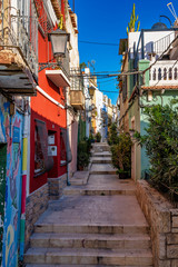 Fototapeta na wymiar Beautiful old street in Alicante city, Costa Blanca, Spain