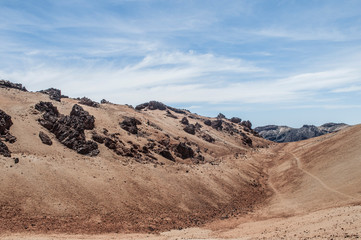 View of desert volcano el Teide in Tenerife Spain