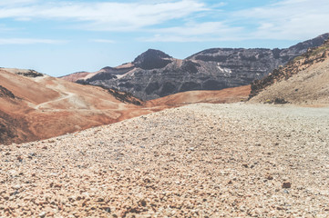 View of desert volcano el Teide in Tenerife Spain